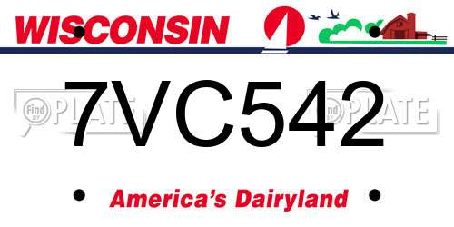 7VC542 Wisconsin License Plate