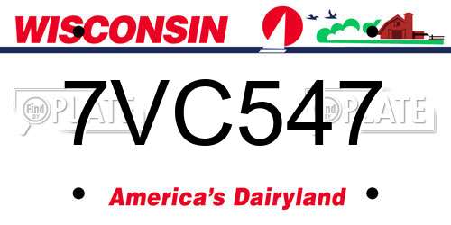 7VC547 Wisconsin License Plate