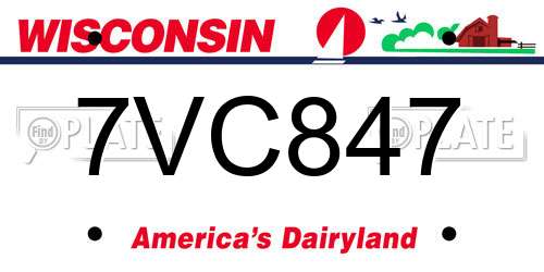7VC847 Wisconsin License Plate