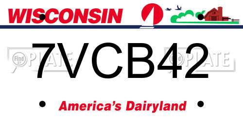 7VCB42 Wisconsin License Plate