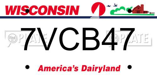 7VCB47 Wisconsin License Plate