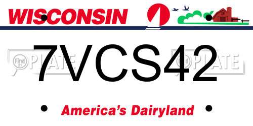 7VCS42 Wisconsin License Plate
