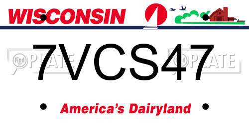 7VCS47 Wisconsin License Plate