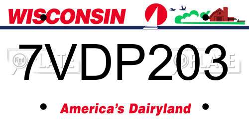 7VDP203 Wisconsin License Plate