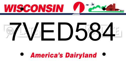 7VED584 Wisconsin License Plate