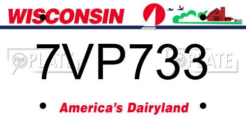 7VP733 Wisconsin License Plate