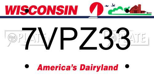 7VPZ33 Wisconsin License Plate