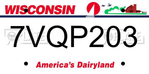 7VQP203 Wisconsin License Plate