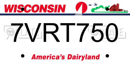7VRT750 Wisconsin License Plate