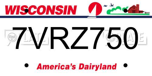 7VRZ750 Wisconsin License Plate