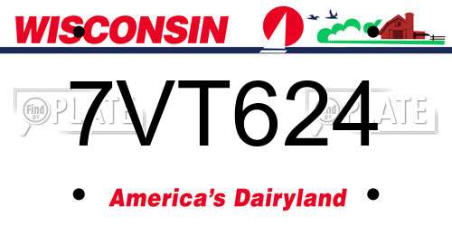 7VT624 Wisconsin License Plate