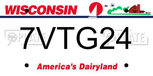 7VTG24 Wisconsin License Plate