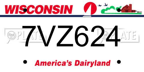 7VZ624 Wisconsin License Plate