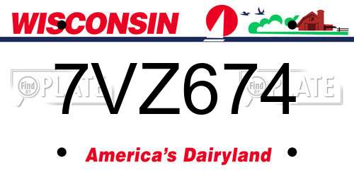 7VZ674 Wisconsin License Plate
