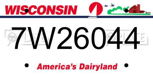 7W26044 Wisconsin License Plate