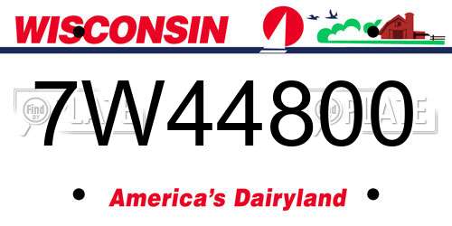 7W44800 Wisconsin License Plate