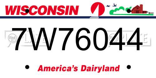 7W76044 Wisconsin License Plate