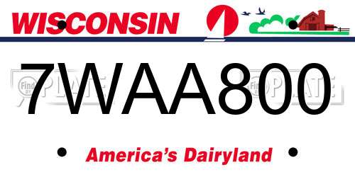 7WAA800 Wisconsin License Plate
