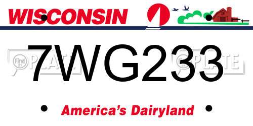 7WG233 Wisconsin License Plate