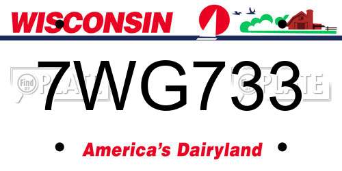 7WG733 Wisconsin License Plate