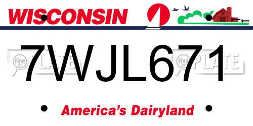 7WJL671 Wisconsin License Plate