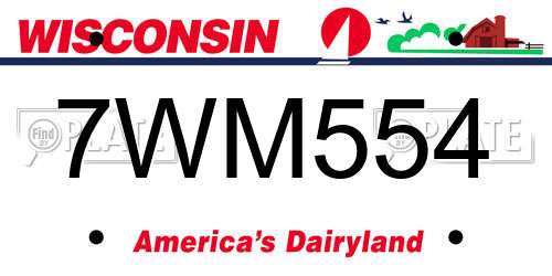 7WM554 Wisconsin License Plate