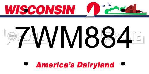 7WM884 Wisconsin License Plate