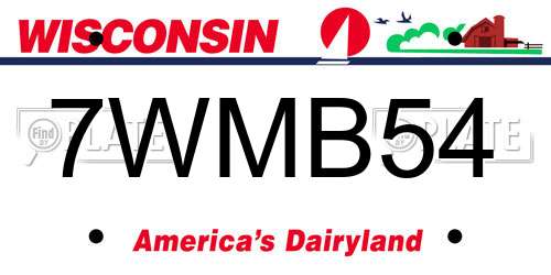 7WMB54 Wisconsin License Plate