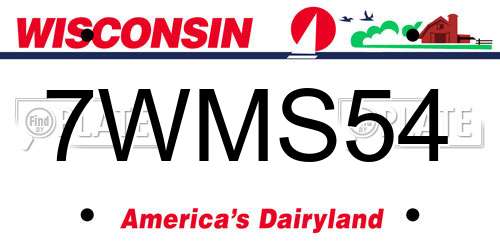 7WMS54 Wisconsin License Plate