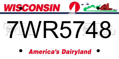 7WR5748 Wisconsin License Plate