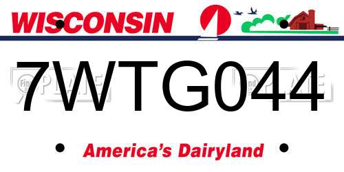 7WTG044 Wisconsin License Plate