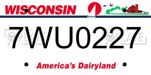 7WU0227 Wisconsin License Plate