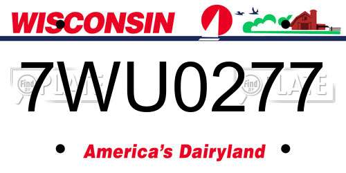 7WU0277 Wisconsin License Plate