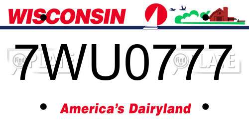 7WU0777 Wisconsin License Plate
