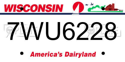 7WU6228 Wisconsin License Plate