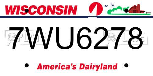 7WU6278 Wisconsin License Plate