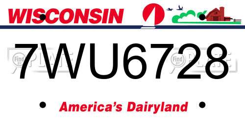 7WU6728 Wisconsin License Plate