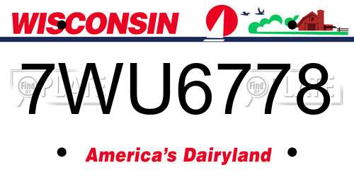7WU6778 Wisconsin License Plate