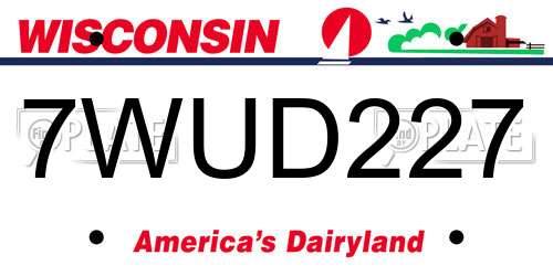 7WUD227 Wisconsin License Plate