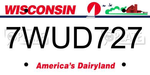 7WUD727 Wisconsin License Plate