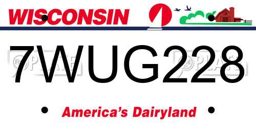 7WUG228 Wisconsin License Plate