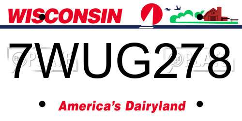 7WUG278 Wisconsin License Plate