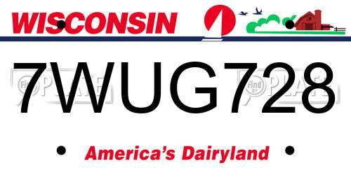 7WUG728 Wisconsin License Plate