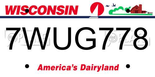 7WUG778 Wisconsin License Plate