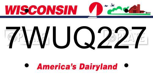 7WUQ227 Wisconsin License Plate