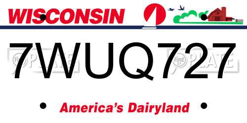 7WUQ727 Wisconsin License Plate