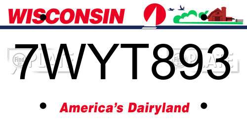 7WYT893 Wisconsin License Plate