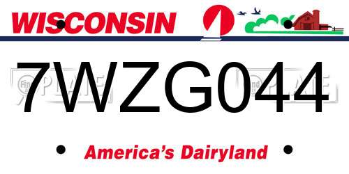 7WZG044 Wisconsin License Plate