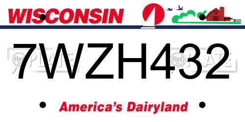 7WZH432 Wisconsin License Plate