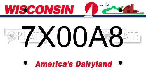 7X00A8 Wisconsin License Plate